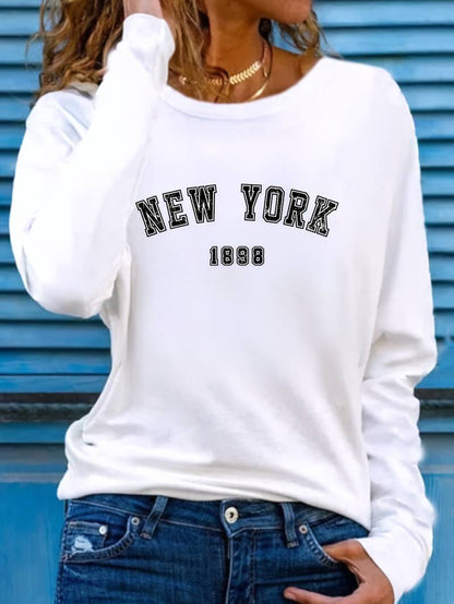 Ava – rund hals t-skjorte med new york print