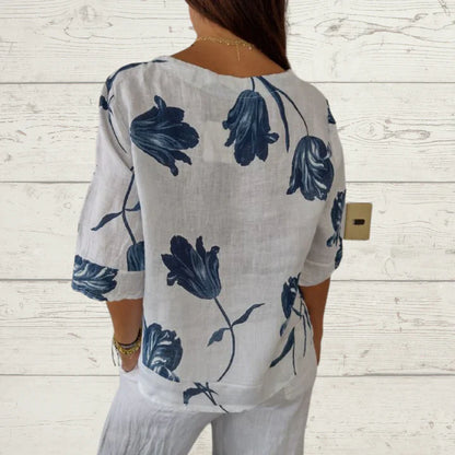 Alisa - langermet bluse med blomster