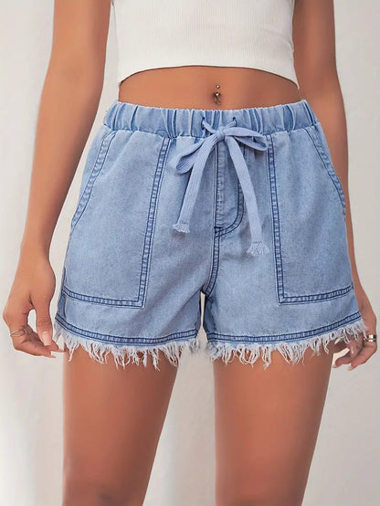 Eleanor – denimshorts med elastisk linning for vår/sommer