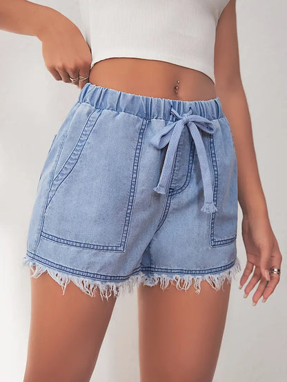 Eleanor – denimshorts med elastisk linning for vår/sommer