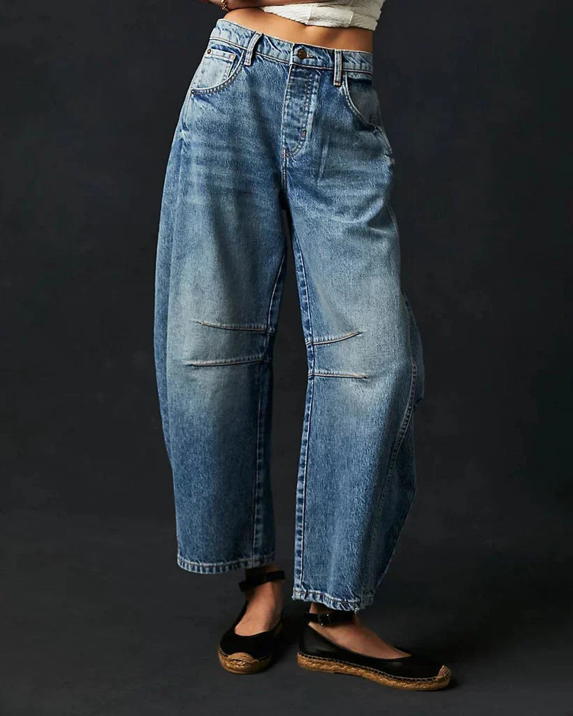 Ava - mid rise barrel jeans for kvinner