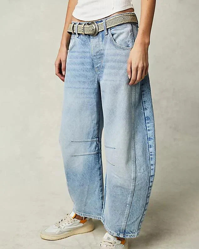 Ava - mid rise barrel jeans for kvinner