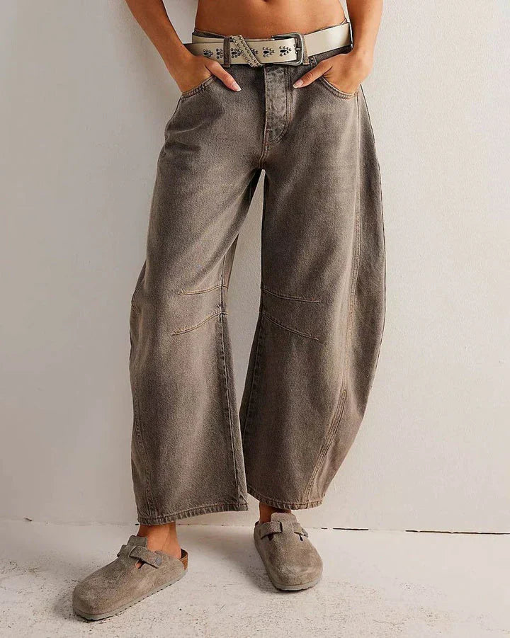 Ava - mid rise barrel jeans for kvinner